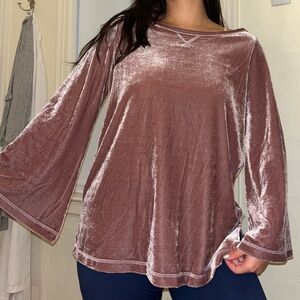 Soft Surroundings Velvet Bell Sleeve Top in Dusty Rose